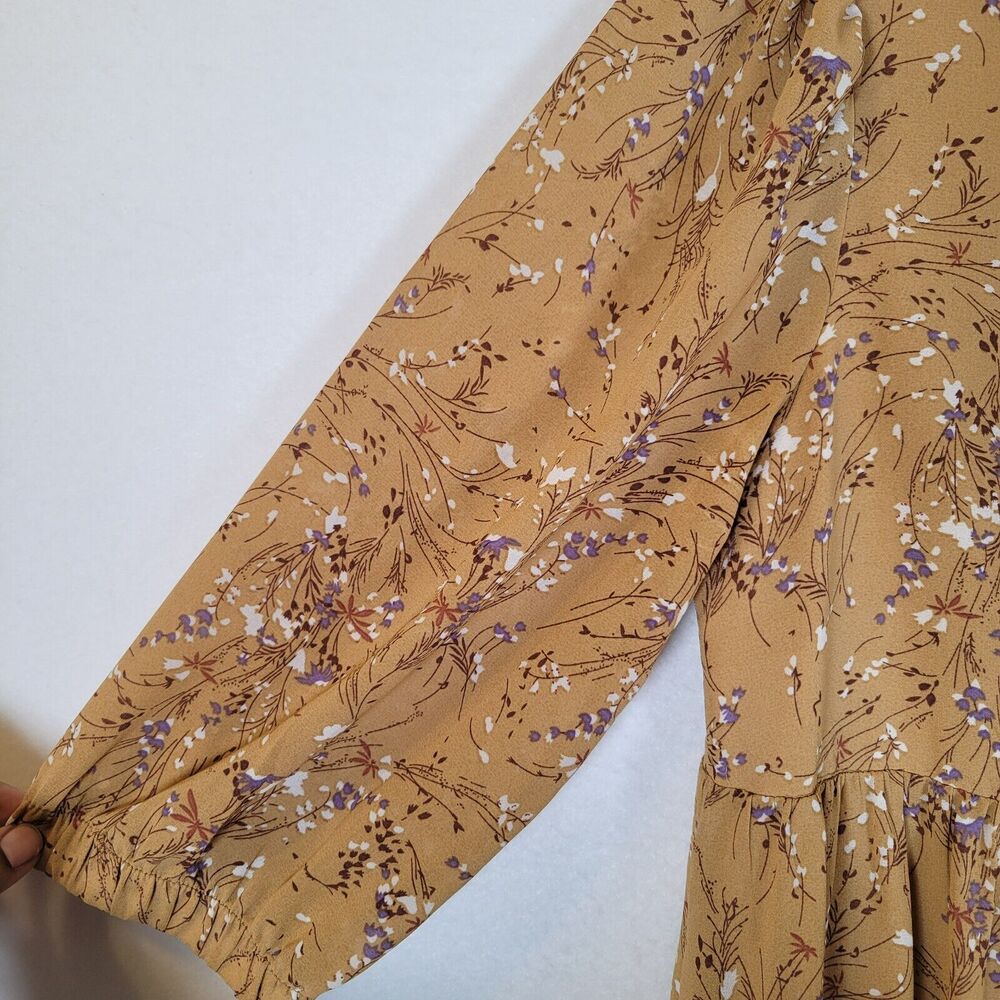 Code Mode Womens Tiered Floral Midi Dress Size Medium Brown Prairie Trad Wife - Picture 3 of 10